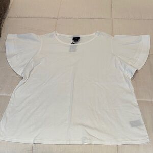 Worthington White Flutter Sleeve Top NWT